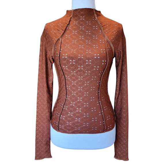 Urban Outfitters Tops - Urban Outfitters Natalia Mock Neck Fitted Long Sleeve Top